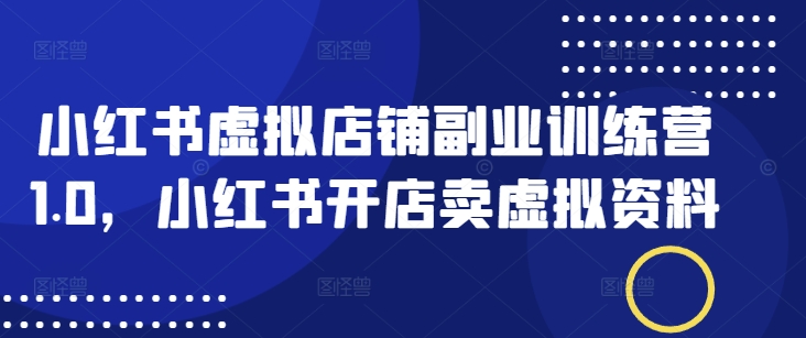 小红书虚拟店铺副业训练营1.0，小红书开店卖虚拟资料-大齐资源站