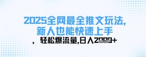 2025全网最全推文玩法，新人也能快速上手，轻松爆流量，日入多张-大齐资源站