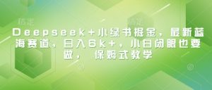 Deepseek+小绿书掘金，最新蓝海赛道，日入6k+，小白闭眼也要做， 保姆式教学-大齐资源站