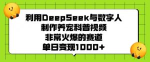 利用DeepSeek与数字人制作养宠科普视频，非常火爆的赛道，单日变现多张-大齐资源站