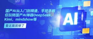 国产AI从入门到精通,手把手教你玩转国产AI神器DeepSeek,Kimi,mindshow等-大齐资源站