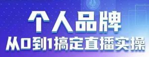 个人品牌：从0到1搞定直播实操，用直播为你的个人品牌赋能，六大实操板块，放大个人影响力-大齐资源站