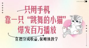 只用手机靠一只“跳舞的小猫”爆发百万播放，狂撸分成收益，保姆级教学-大齐资源站