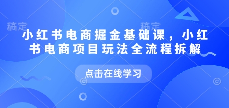 小红书电商掘金课，小红书电商项目玩法全流程拆解-大齐资源站
