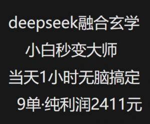抖音小红书deepseek融合玄学，纯小白秒变大师，当天1小时无脑搞定9单，纯利润上千-大齐资源站