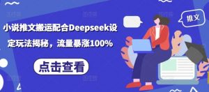 小说推文搬运配合Deepseek设定玩法揭秘，流量暴涨100%-大齐资源站