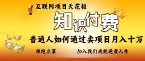 互联网项目天花板，知付付费项目，普通人如何通过卖项目月入十个，拒绝韭菜【揭秘】-大齐资源站
