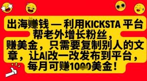 利用kicksta平台帮老外涨粉挣美金，每月收益1000美刀-大齐资源站