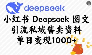 小红书Deepseek图文引流私域售卖资料，单日变现多张-大齐资源站