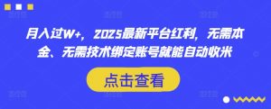 月入过W+,2025最新平台红利,无需本金、无需技术绑定账号就能自动收米-大齐资源站