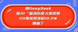 用DeepSeek做AI“复活历史人物”视频，20条视频涨粉10.2W，挣麻了-大齐资源站
