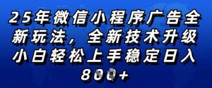2025年微信小程序全新玩法纯小白易上手，稳定日入多张，技术全新升级，全网首发【揭秘】-大齐资源站