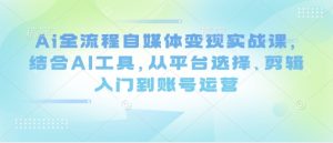 Ai全流程自媒体变现实战课，结合AI工具，从平台选择、剪辑入门到账号运营-大齐资源站