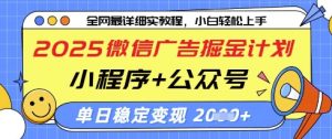 2025微信广告掘金计划，小程序+公众号双管齐下，单日稳定变现过千【揭秘】-大齐资源站