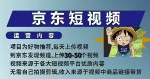 京东短视频带货课，无需自己拍摄剪辑，保姆式教学，两天快速上手-大齐资源站