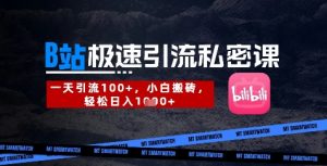 B站创业粉极速引流私密课，一天引流300+，小白搬砖，轻松日入数张-大齐资源站