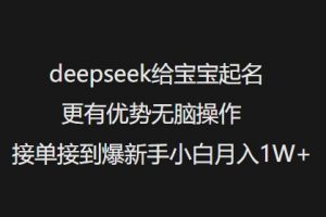 deepseek给宝宝起名更有优势无脑操作接单接到爆新手小白月入1W+-大齐资源站