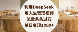 利用DeepSeek用人生哲理视频，流量条条过万，单日变现数张-大齐资源站