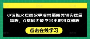 小说推文短篇故事混剪最新剪辑实操全流程,0基础也能学会小说推文教程,肯干多发日入多张-大齐资源站