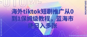 海外tiktok短剧推广从0到1保姆级教程，蓝海市场日入多张-大齐资源站