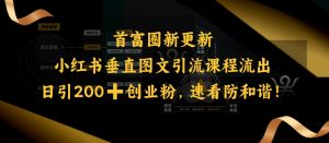 小红书垂直图文引流课程流出，日引200+创业粉，速看防和谐-大齐资源站