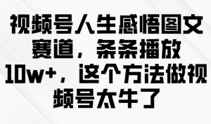 视频号人生感悟图文赛道，条条播放10w+，这个方法做视频号太牛了-大齐资源站