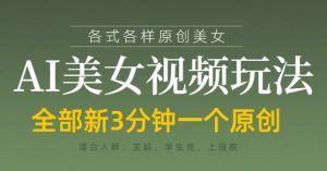 各类AI美女视频玩法，3分钟一个原创，当天可变现-大齐资源站