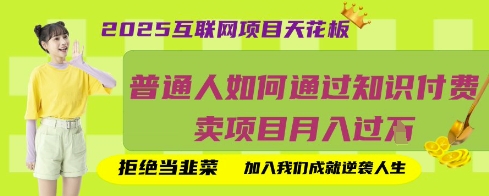 2025互联网项目天花板，普通人如何通过知识付费卖项目月入过W，拒绝当韭菜【揭秘】-大齐资源站