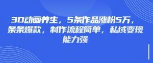 3D动画养生，5条作品涨粉5万，条条爆款，制作流程简单，私域变现能力强-大齐资源站