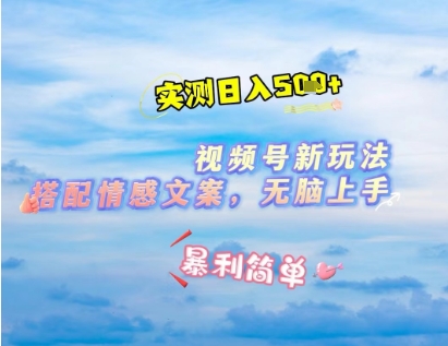 微信视频号最新玩法，表情包搭配情感文案，2分钟一条原创作品，简单好上手，轻松日入几张-大齐资源站