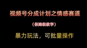 视频号分成计划之情感赛道暴力玩法，可批量操作，保姆级教学-大齐资源站