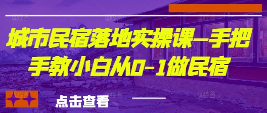 城市民宿落地实操课—手把手教小白从0-1做民宿-大齐资源站