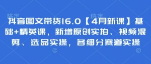 抖音图文带货16.0【4月新课】基础+精英课，新增原创实拍、视频混剪、选品实操，各细分赛道实操-大齐资源站