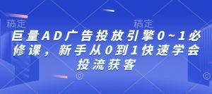 巨量AD广告投放引擎0~1必修课，新手从0到1快速学会投流获客-大齐资源站