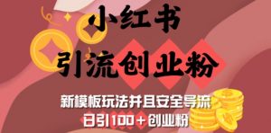 小红书引流创业粉，新模板玩法并且安全导流，日引100+创业粉-大齐资源站