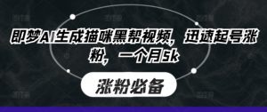 即梦AI生成猫咪黑帮视频，迅速起号涨粉，一个月5k-大齐资源站