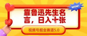 靠鲁迅先生名言,日入数张,视频号掘金赛道5.0-大齐资源站