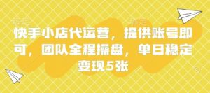 快手小店代运营，提供账号即可，团队全程操盘，单日稳定变现5张【揭秘】-大齐资源站