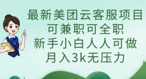 最新美团云客服项目，可兼职可全职，新手小白人人可做，月入3k无压力-大齐资源站