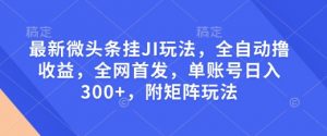 最新微头条挂JI玩法，全自动撸收益，全网首发，单账号日入300+，附矩阵玩法【揭秘】-大齐资源站