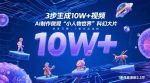 3步生成10W+视频，AI制作微观“小人物世界”科幻大片，条条万赞，1条作品涨粉2.3W-大齐资源站