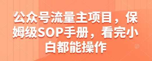 公众号流量主项目，保姆级SOP手册，看完小白都能操作-大齐资源站