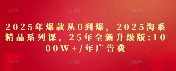 2025年爆款从0到爆，2025淘系精品系列课，25年全新升级版：1000W+1年广告费-大齐资源站