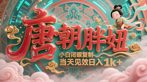 用AI克隆“唐朝胖妞”日更3条，平台疯狂推流，小白闭眼复制，当天见效，日入1k+-大齐资源站