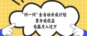 问一问全自动分成计划，靠分成收益也能月入过1W【揭秘】-大齐资源站