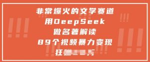 非常爆火的文学赛道，用deepseek做名著解读 ，89个视频暴力变现1w+-大齐资源站