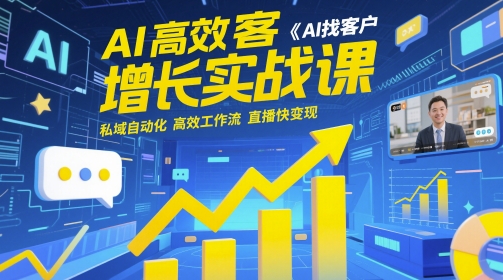AI高效获客增长实战课，​AI找客户 私域自动化 高效工作流 直播快变现-大齐资源站