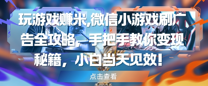 玩游戏挣米，微信小游戏刷广告全攻略，手把手教你变现秘籍，小白当天见效-大齐资源站