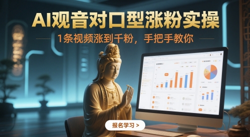 AI观音对口型涨粉实操，1条视频涨到千粉，手把手教你-大齐资源站