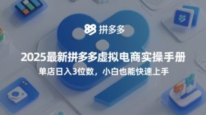 2025最新拼多多虚拟电商实操手册，单店日入3位数，小白也能快速上手【附赠选品工具】-大齐资源站